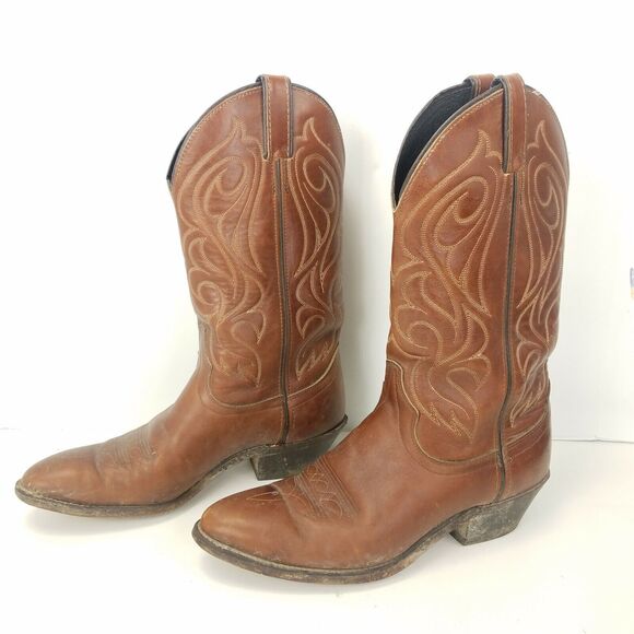 Code West Boots Brown Leather Cowboy Western Shoes Style 33598 Mens Size 8 D USA